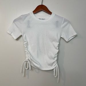 Zara White Tie side Tshirt
